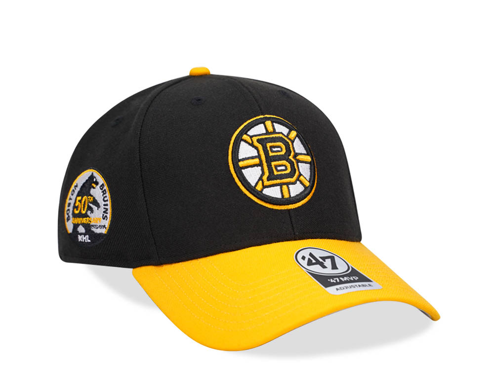 47Brand Boston Bruins Vintage Black and Yellow Sure Shot MVP Snapback Casquette