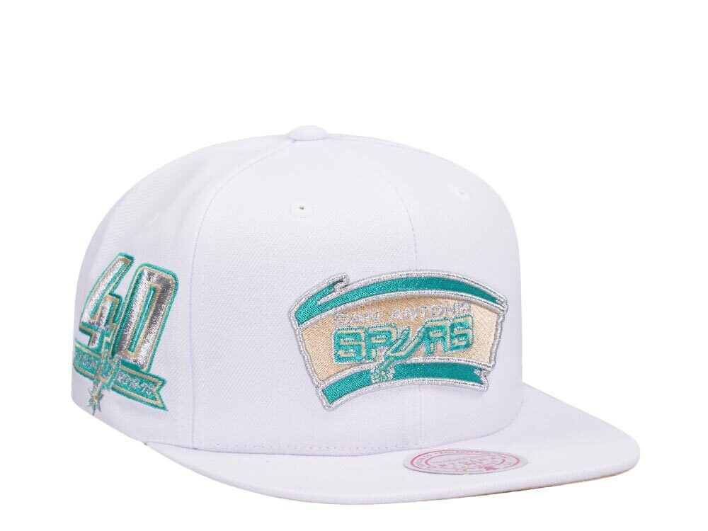 Mitchell & Ness San Antonio Spurs 40th Anniversary Winter White Hardwood Classic Snapback Casquette