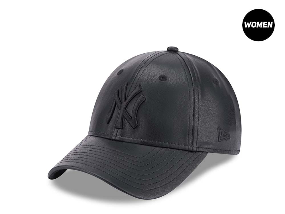 New Era New York Yankees Black Leather Womens 9Forty Snapback Casquette