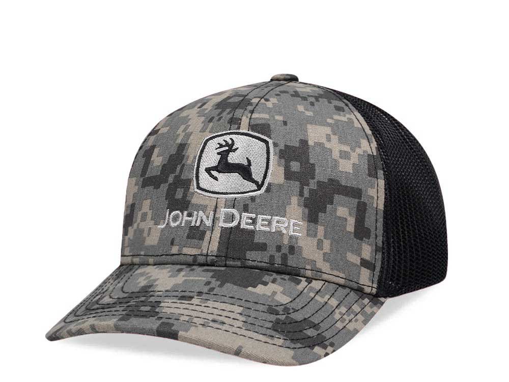 John Deere Digi Twill Mesh Logo Camouflage Black Trucker Snapback Casquette