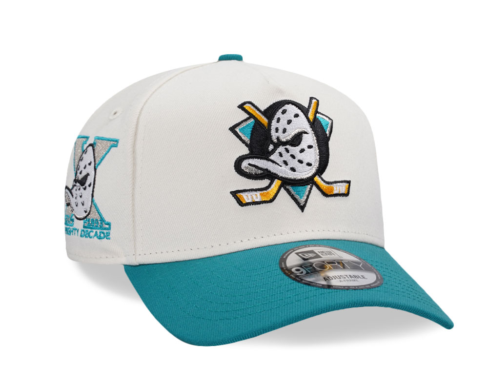 New Era Anaheim Ducks 10th Anniversary Chrome Aqua Two Tone Edition 9Forty A Frame Snapback Casquette