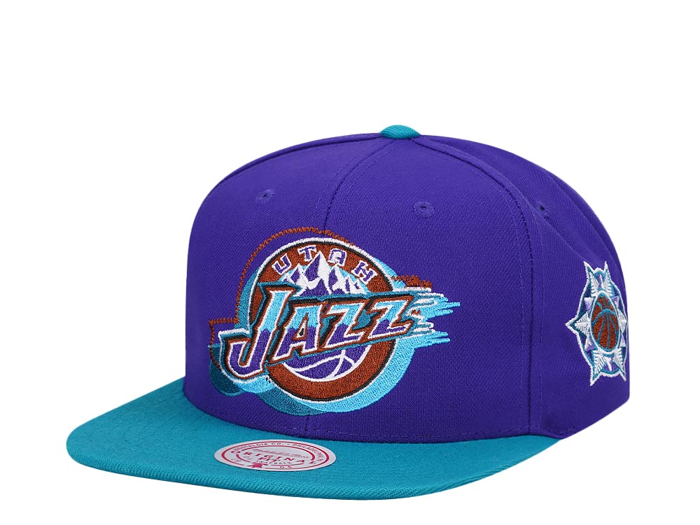 Mitchell & Ness Utah Jazz Logo Blur Hardwood Classic Snapback Casquette