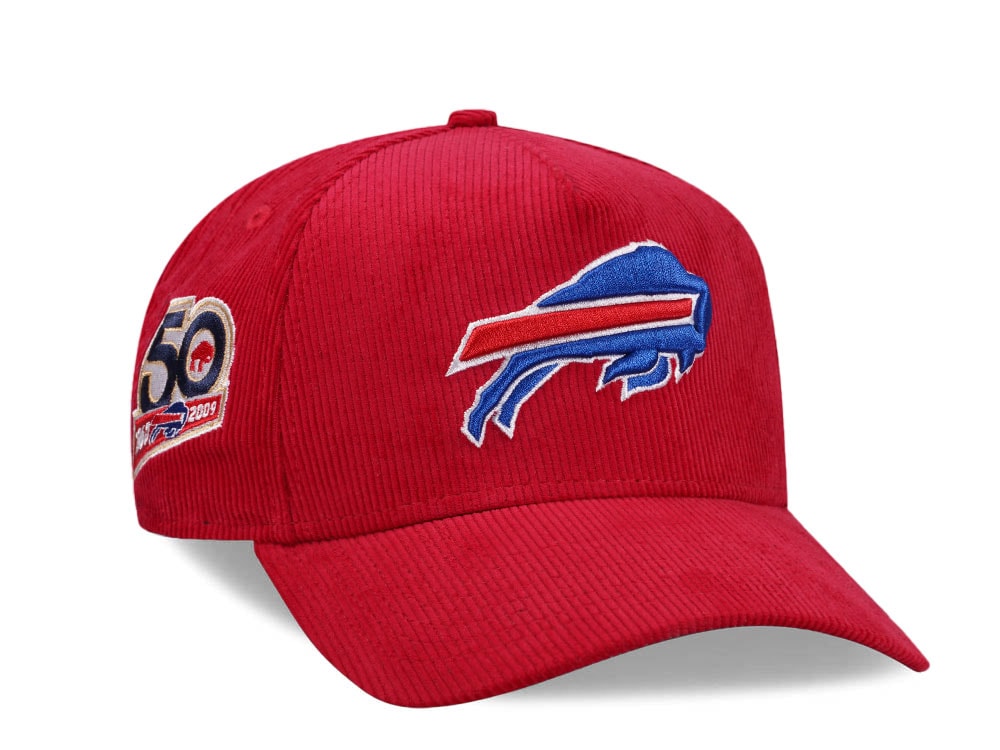 New Era Buffalo Bills 50th Anniversary Red Corduroy Edition 9Forty A Frame Snapback Casquette