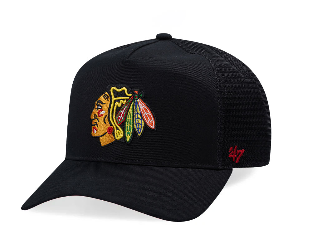 47Brand Chicago Blackhawks Black Hitch Trucker Snapback Casquette