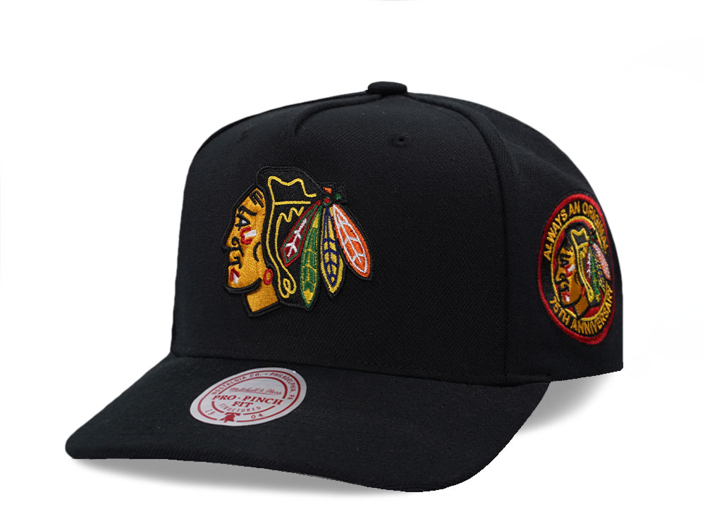 Mitchell & Ness Chicago Blackhawks 75th Anniversary Pro Pinch A Frame Snapback Casquette