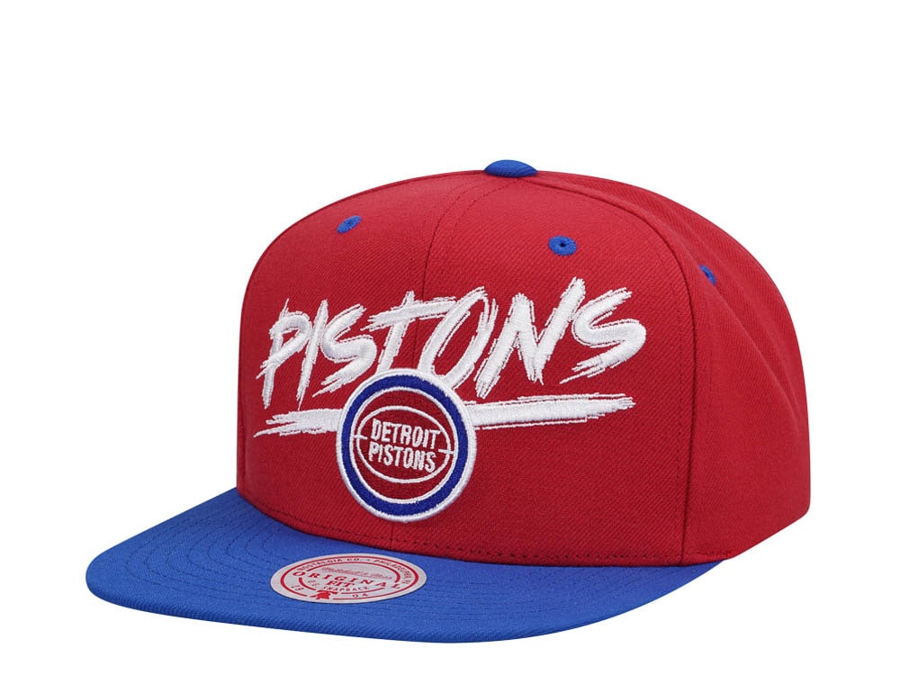 Mitchell & Ness Detroit Pistons Transcript Red Two Tone Snapback Casquette