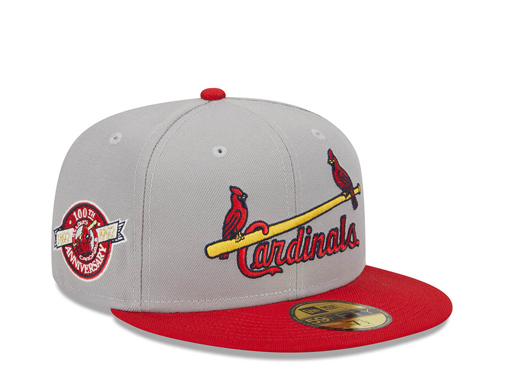 New Era St. Louis Cardinals Gray Retro Script 100th Anniversary Throwback Edition 59Fifty Fitted Casquette