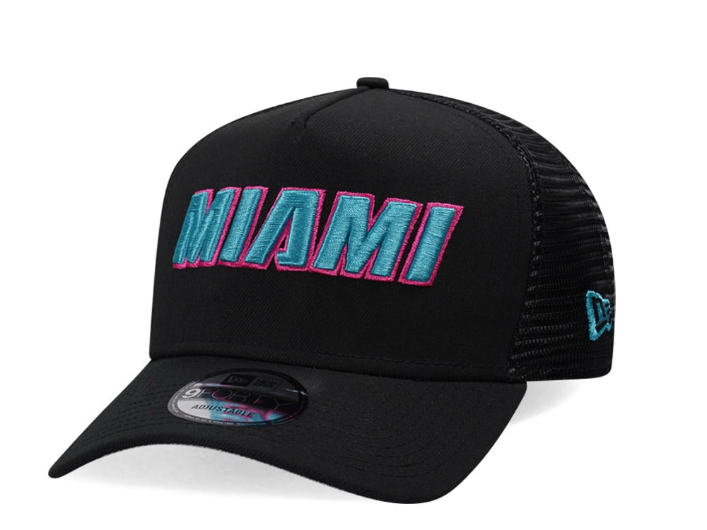 New Era Miami Heat Classic Black Trucker A Frame 9Forty Snapback Casquette