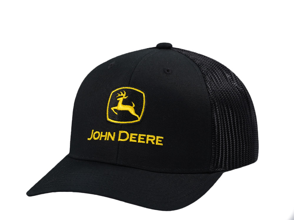 John Deere Black Raised Embroidery Trucker Snapback Casquette