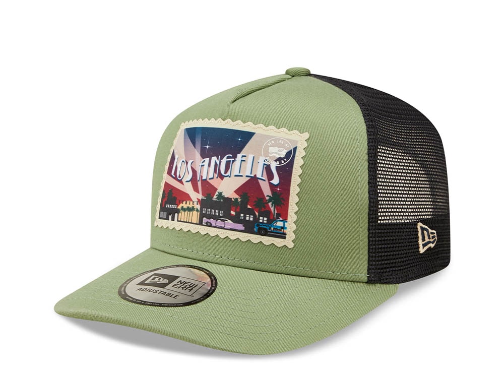 New Era Los Angeles Postcard Green A Frame Trucker Snapback Casquette