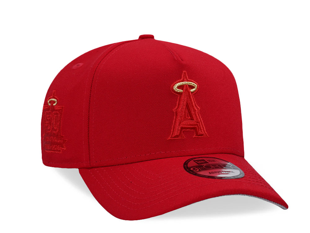 New Era Anaheim Angels Stadium 50th Anniversary All Red Edition 9Forty A Frame Snapback Casquette