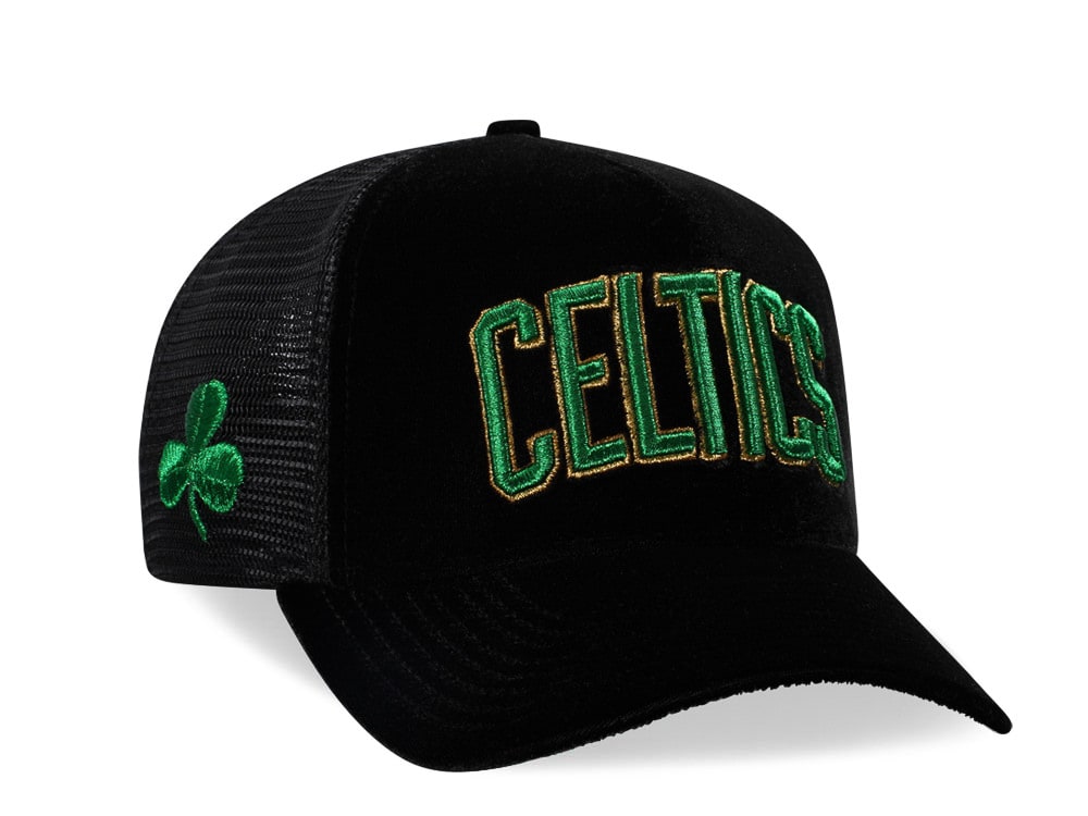 New Era Boston Celtics Black Velvet 9Forty A Frame Trucker Snapback Casquette