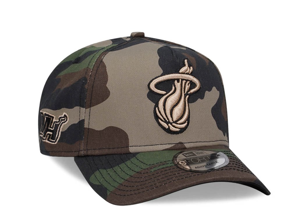 New Era Miami Heat C Dub Camo 9Forty A Frame Snapback Casquette