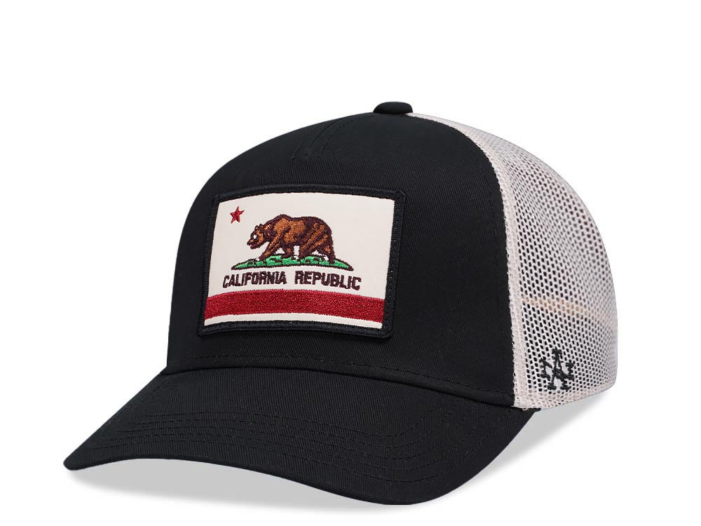 American Needle California Republic Valin Ivory Black Trucker Snapback Casquette