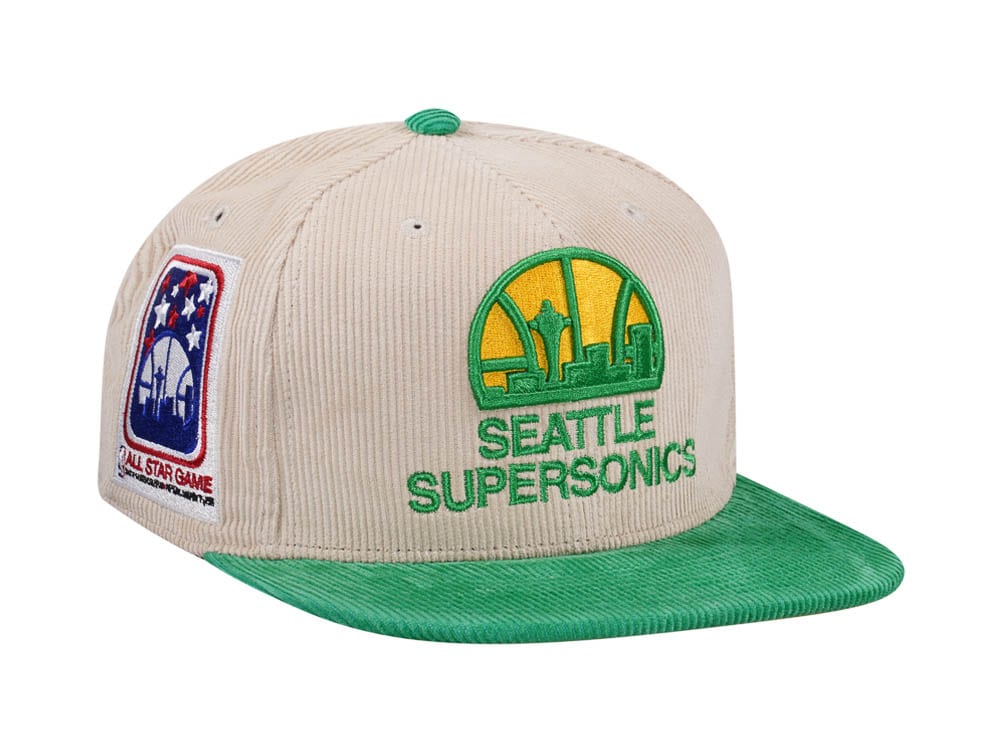 Mitchell & Ness Seattle Supersonics All Star 1994 Two Tone Hardwood Classic Cord Edition Dynasty Fitted Casquette