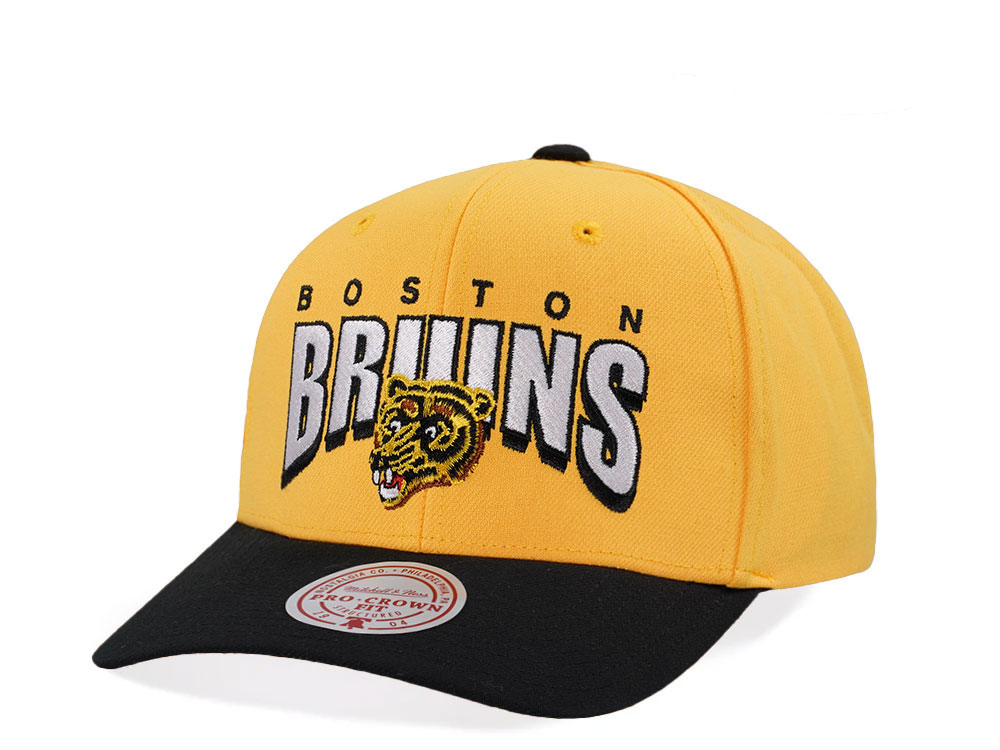 Mitchell & Ness Boston Bruins Pro Crown Fit Vintage Yellow Snapback Casquette