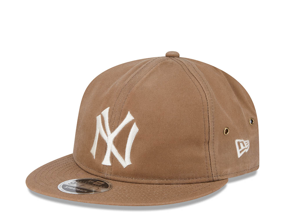 New Era New York Yankees Waxed Canvas Khaki 9Fifty Retro Crown Strapback Casquette