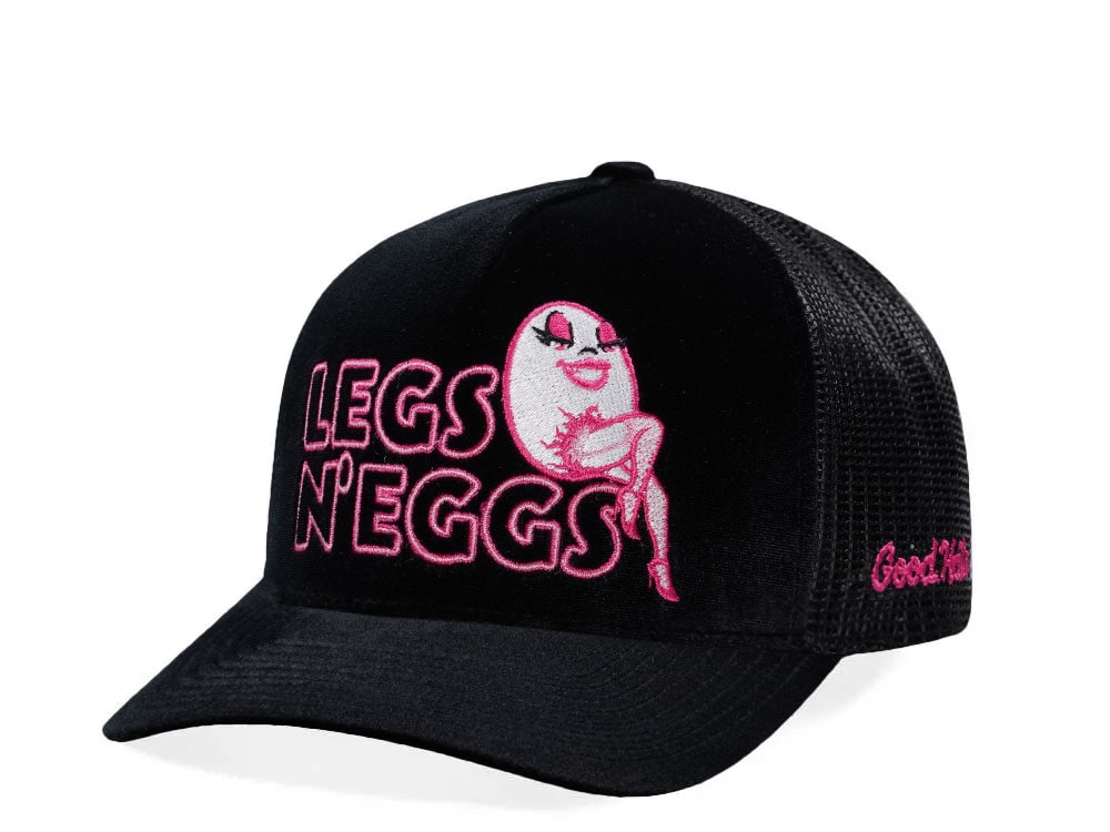 Good Hats Legs n Eggs Velour Black Trucker Edition Snapback Casquette