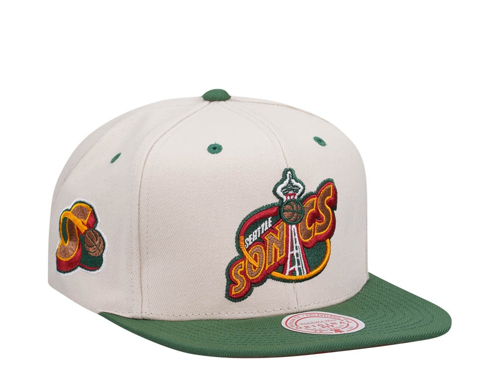 Mitchell & Ness Seattle Supersonics Sail Off White Two Tone Snapback Casquette