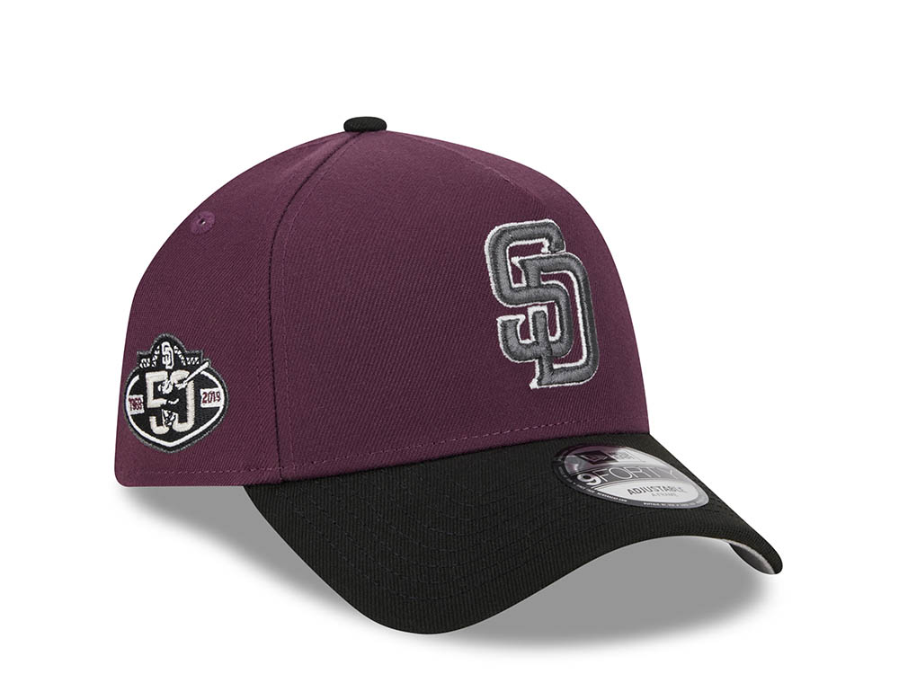 New Era San DIego Padres 50th Anniversary Two Tone Plum 9Forty A Frame Snapback Casquette