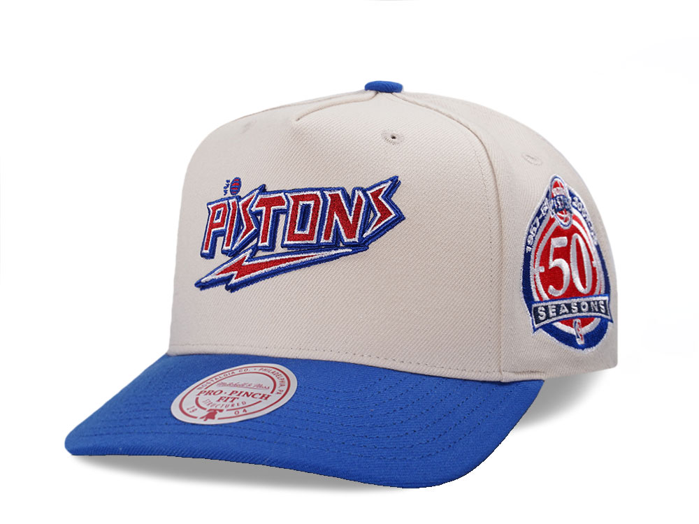 Mitchell & Ness Detroit Pistons 50 Seasons Two Tone Pro Pinch A Frame Snapback Casquette