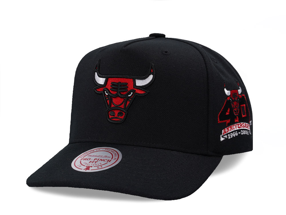 Mitchell & Ness Chicago Bulls 40th Anniversary Black Pro Pinch A Frame Snapback Casquette