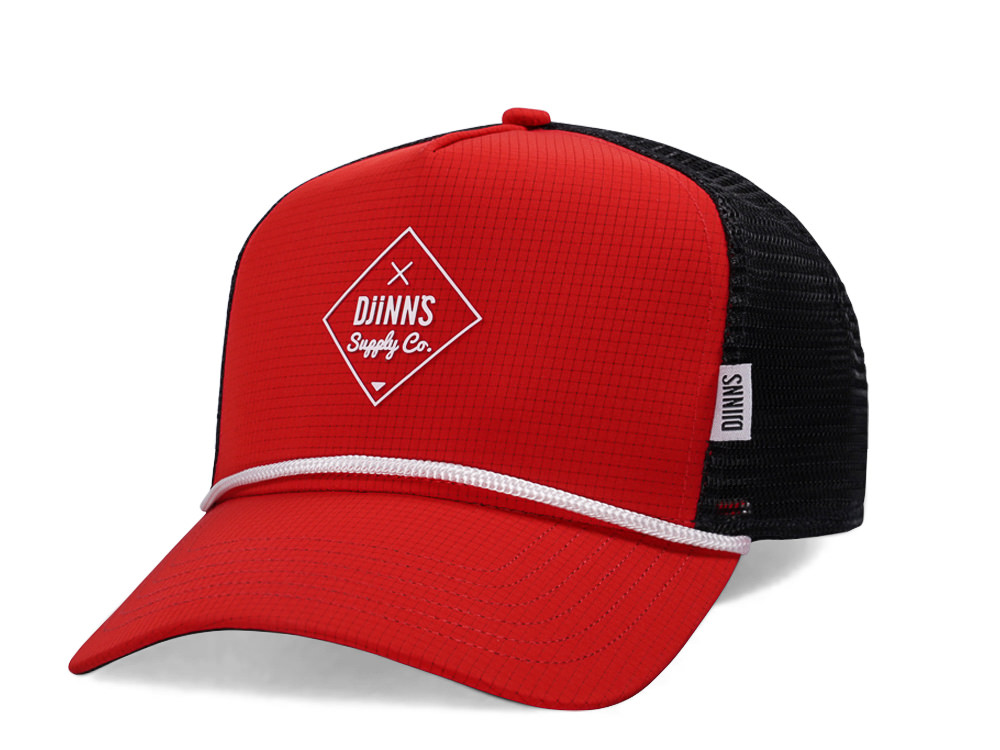 Djinns Rubber Ripstring Red Trucker Snapback Casquette