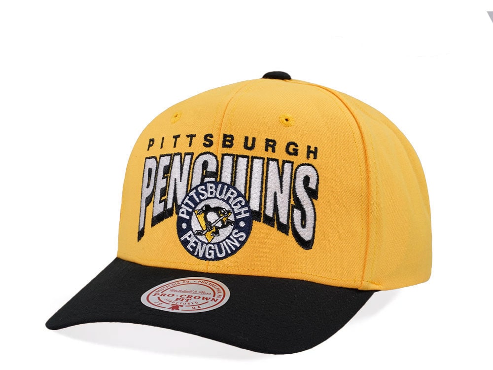 Mitchell & Ness Pittsburgh Penguins Pro Crown Fit Vintage Yellow Snapback Casquette