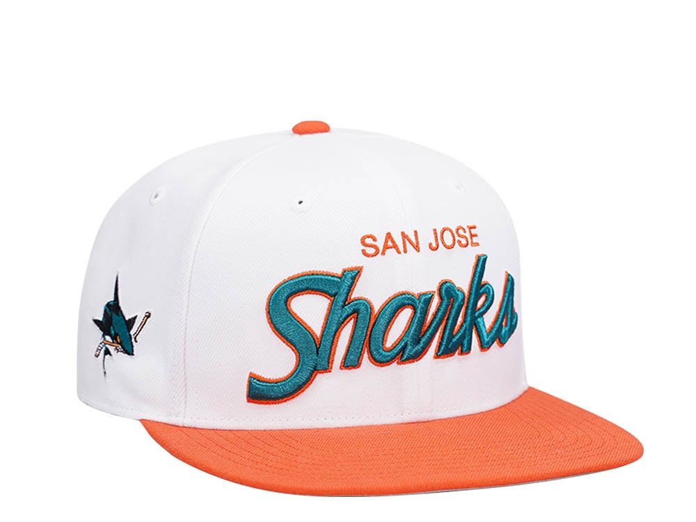 47Brand San Jose Sharks White Script Side Two Tone Captain MVP Snapback Casquette