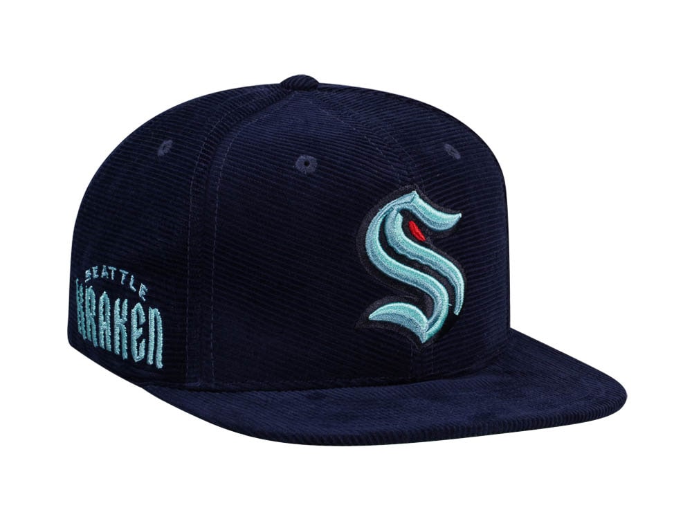 Mitchell & Ness Seattle Kraken Navy Cord Throwback Snapback Casquette