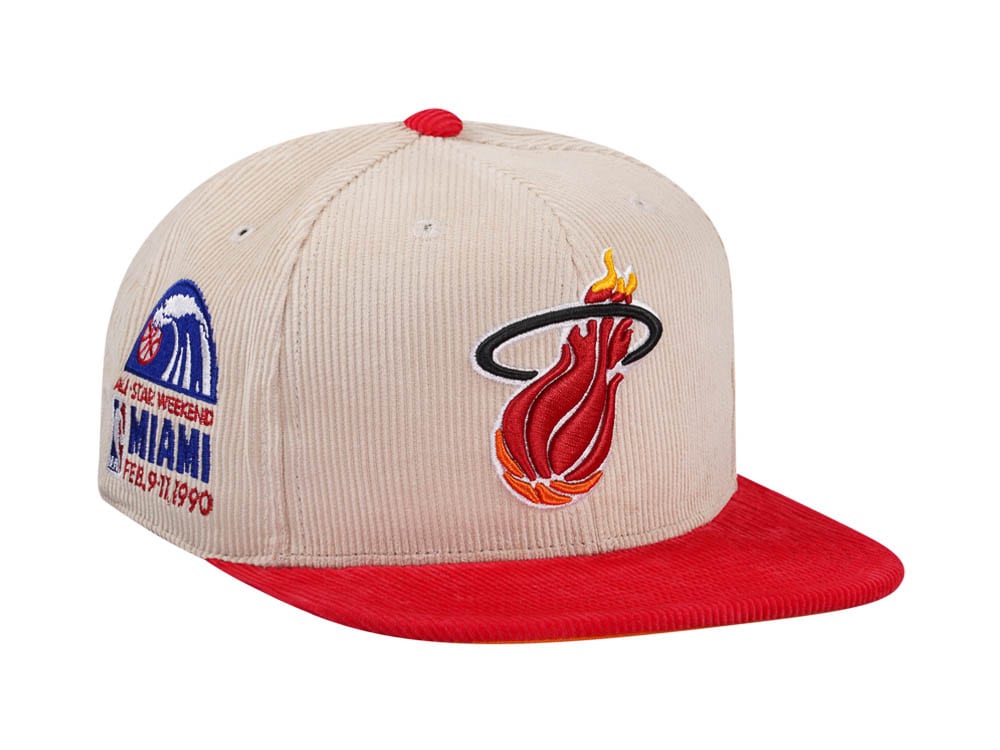 Mitchell & Ness Miami Heat All Star 1990 Two Tone Hardwood Classic Cord Edition Dynasty Fitted Casquette