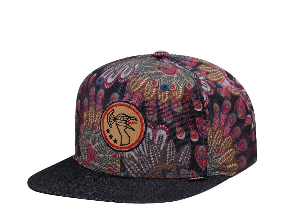 Djinns Peacock Linen Multicolor 6 Panel Snapback Casquette