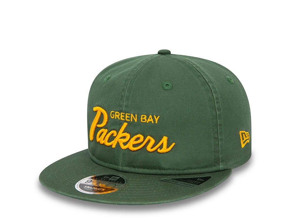 New Era Green Bay Packers Retro Dark Green 9Fifty Retro Crown Snapback Casquette