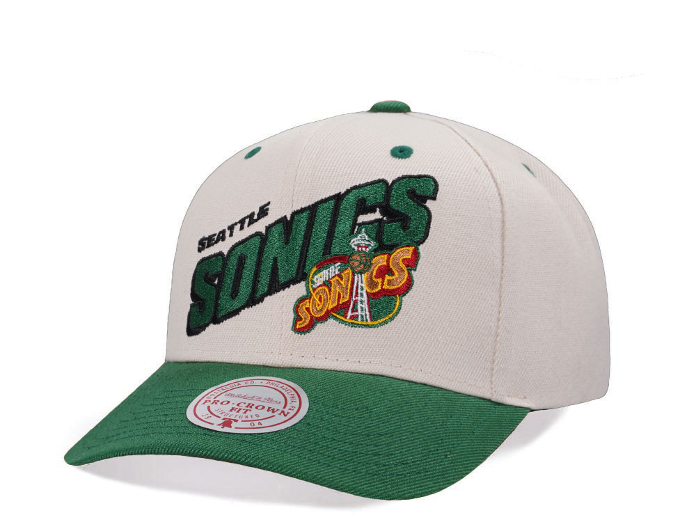 Mitchell & Ness Seattle SuperSonics Chrome Two Tone Pro Crown Fit Snapback Casquette