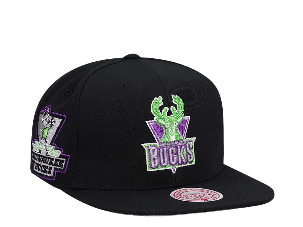 Mitchell & Ness Milwaukee Bucks 25th Anniversary Neon Tropical Hardwood Classic Snapback Casquette