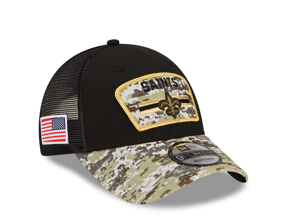 New Era New Orleans Saints Salute to Service 21 9Forty Trucker Snapback Casquette