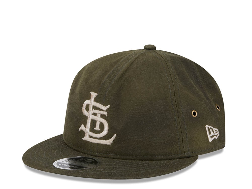 New Era St. Louis Cardinals Waxed Canvas Olive 9Fifty Retro Crown Strapback Casquette