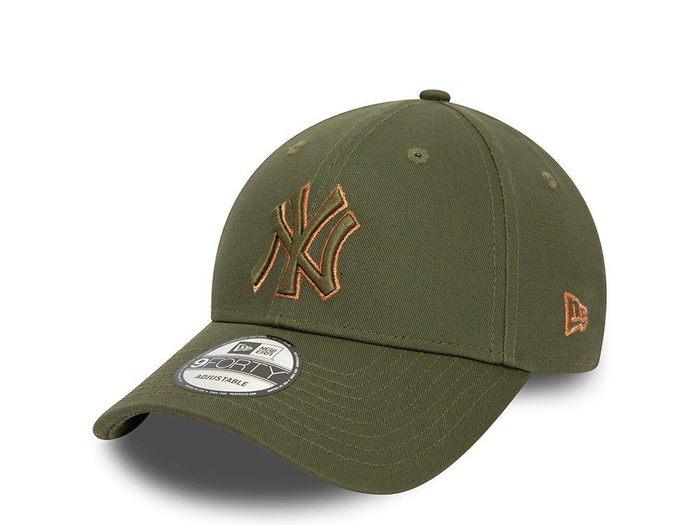 New Era New York Yankees Olive Metallic Outline Edition 9Forty Strapback Casquette