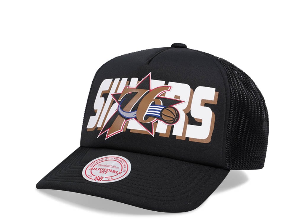 Mitchell & Ness Philadelphia 76ers Black Billboard Trucker Snapback Casquette