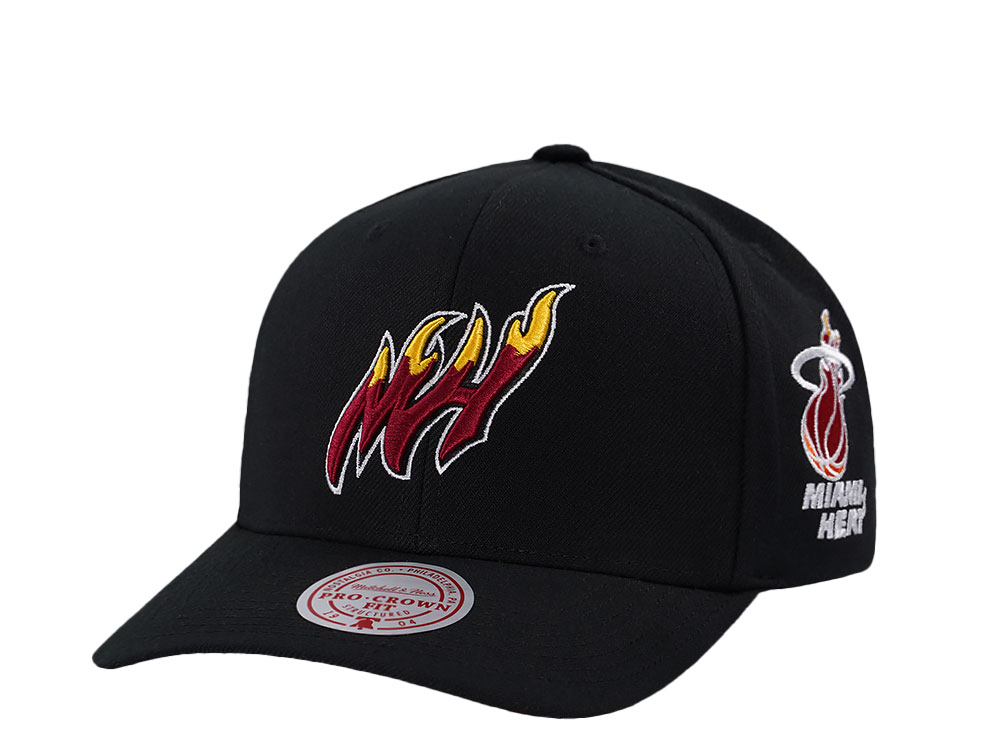 Mitchell & Ness Miami Heat Hardwood Classic Pro Crown Fit Black Snapback Casquette