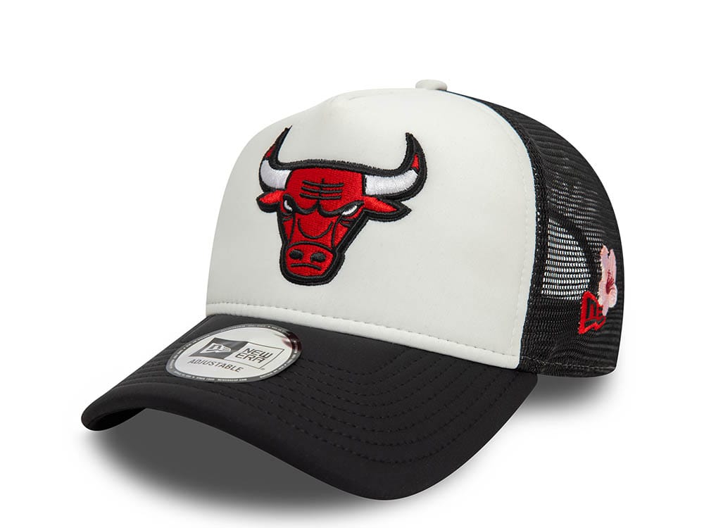 New Era Chicago Bulls Flower Black and White 9Forty A Frame Trucker Snapback Casquette