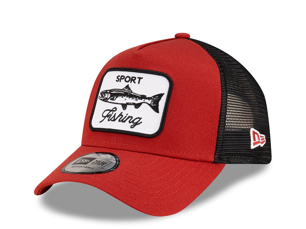 New Era Sport Fishing Patch Red 9Forty A Frame Trucker Snapback Casquette