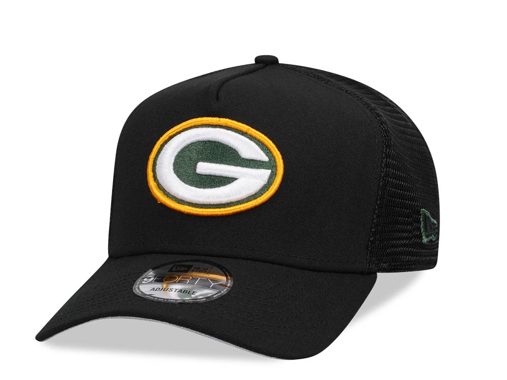 New Era Green Bay Packers Black 9Forty A Frame Trucker Snapback Casquette