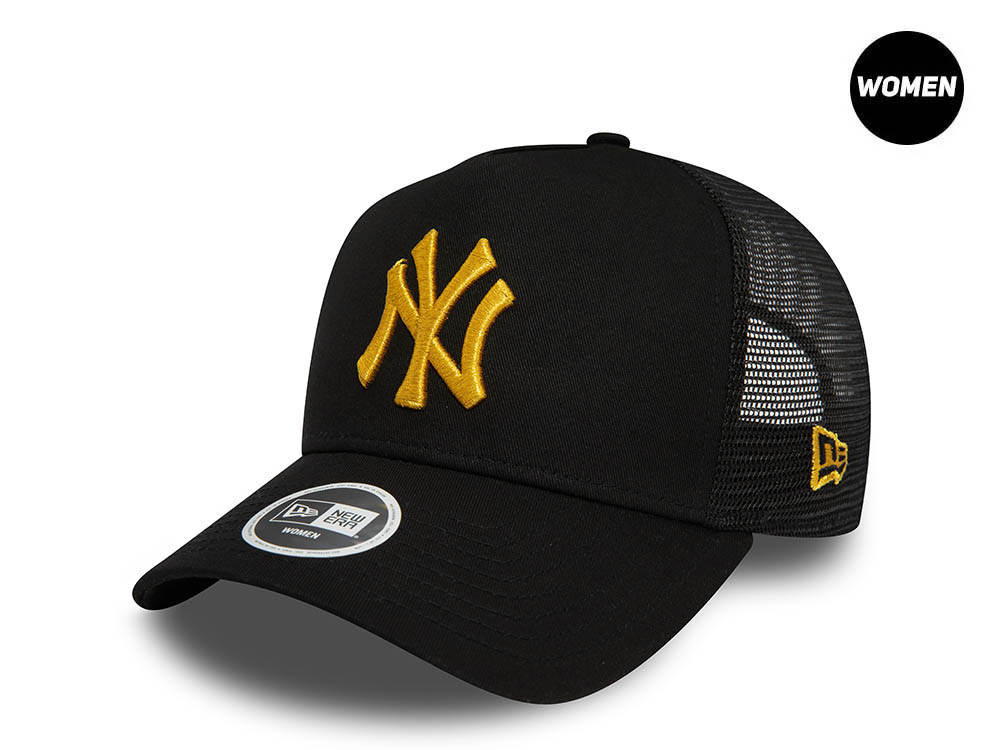 New Era New York Yankees Black Metallic Womens A Frame Trucker Snapback Casquette