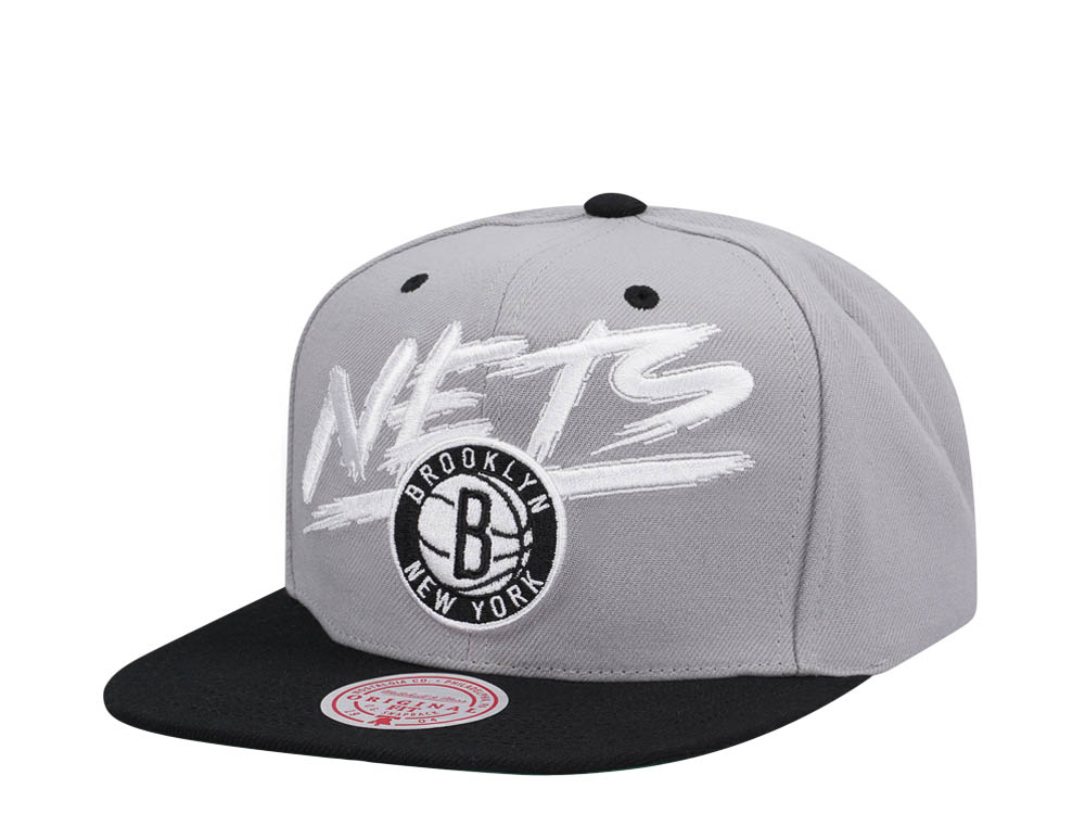 Mitchell & Ness Brooklyn Nets Transcript Gray Two Tone Snapback Casquette