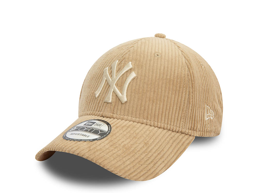 New Era New York Yankees Beige Cord 9Forty Strapback Casquette