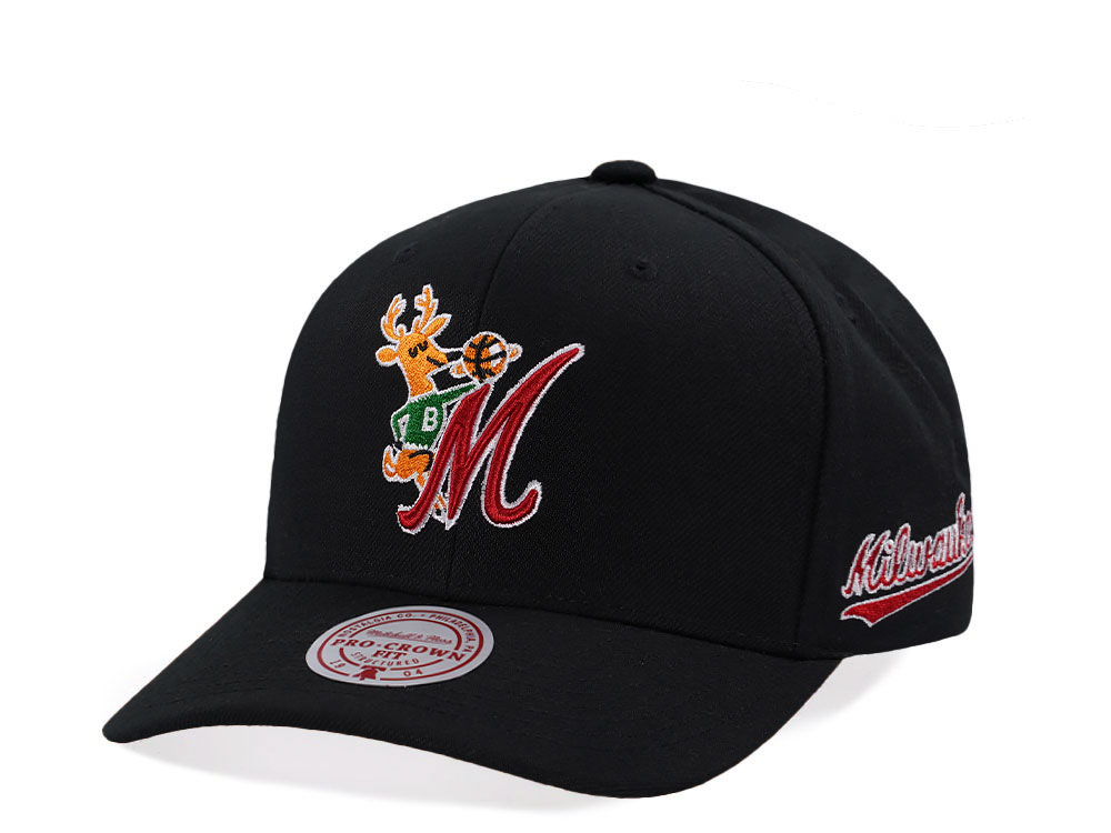 Mitchell & Ness Milwaukee Bucks Hardwood Classic Pro Crown Fit Black Snapback Casquette