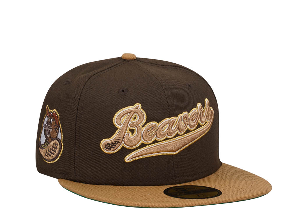 New Era Portland Beavers Brown Gold Two Tone Throwback Edition 59Fifty Fitted Casquette