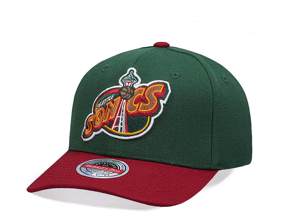 Mitchell & Ness Seattle Supersonics Two Tone Hardwood Classic Red Flex Snapback Casquette