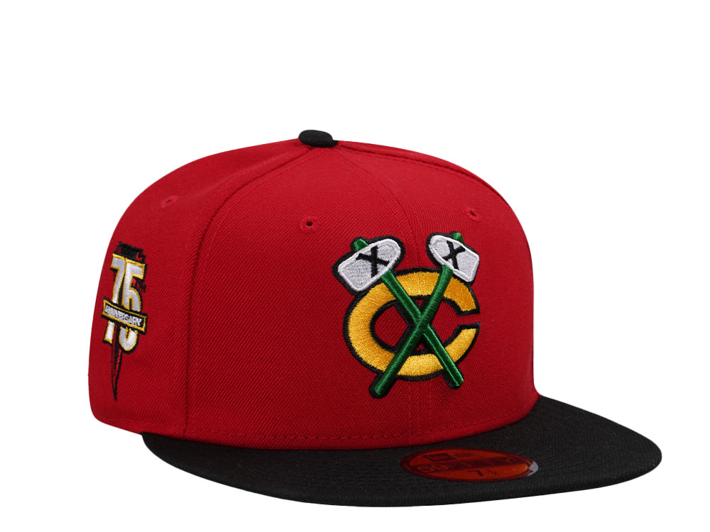 New Era Chicago Blackhawks 75th Anniversary Red Two Tone Edition 59Fifty Fitted Casquette